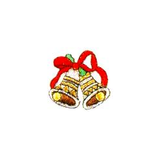 JKM Christmas Bells with Red Ribbon Applique Iron On