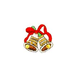 JKM Christmas Bells with Red Ribbon Applique Iron On