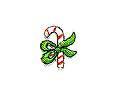 JKM Small Candy Cane Applique with Green Bow (Iron On)