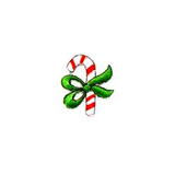 JKM Large Candy Cane with Green Bow Applique Stick On