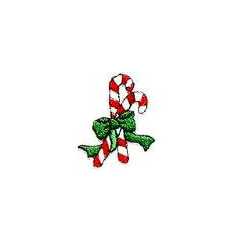 JKM Candy Canes with Green Bow Applique Stick On