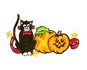 JKM Black Cat and Pumpkins Applique Iron On