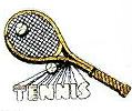 JKM White Tennis Letters with Racket and Balls Applique (Stick On)
