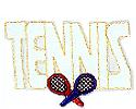 JKM White Tennis with Red and Blue Rackets Applique (Stick On)