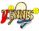 JKM Small Tennis Word with Accessories Applique (Stick On)