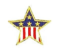 JKM Small Flag Star with Gold Edge Applique (Stick On)