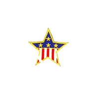 JKM Medium Flag Star with Gold Edge Applique Iron On