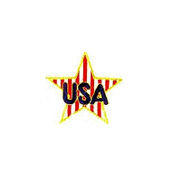 JKM Blue USA on Red and White Striped Star Applique Iron On