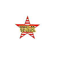JKM USA with Gold Stars on Red and White Striped Star Applique Iron On