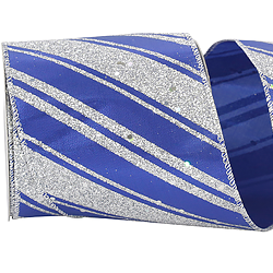 Royal Glitter Stripes Lame Ribbon Wire Edge