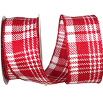 Twill Peppermint Plaid Ribbon Wire Edge